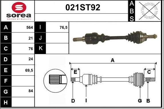 STARTCAR 021ST92 - Drive Shaft autospares.lv