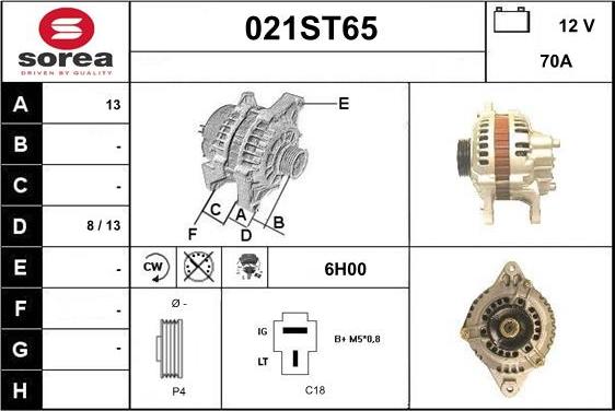 STARTCAR 021ST65 - Alternator autospares.lv