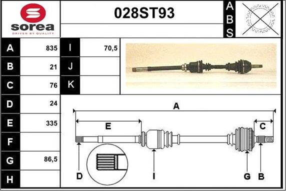 STARTCAR 028ST93 - Drive Shaft autospares.lv