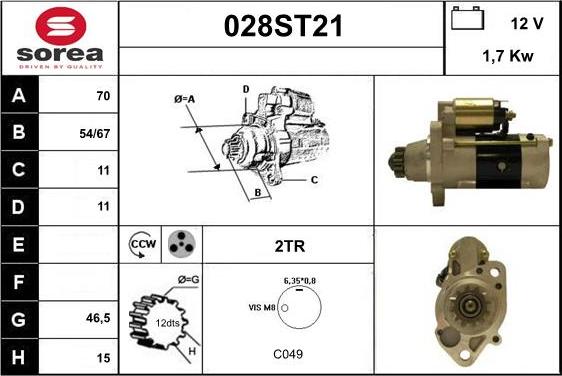 STARTCAR 028ST21 - Starter autospares.lv