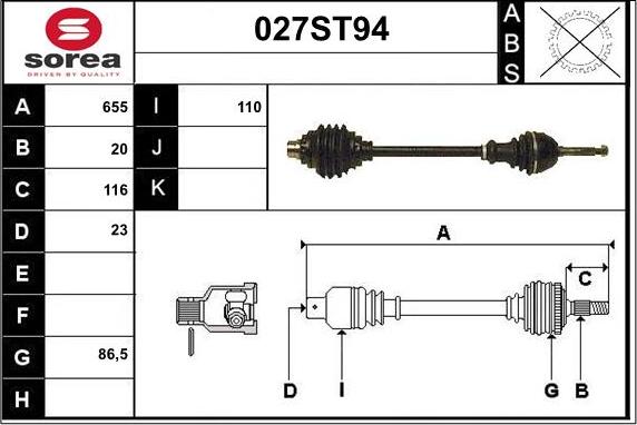 STARTCAR 027ST94 - Drive Shaft autospares.lv