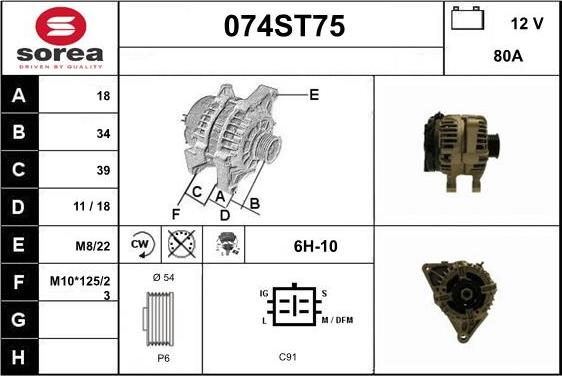 STARTCAR 074ST75 - Alternator autospares.lv