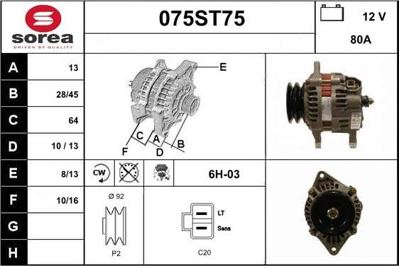 STARTCAR 075ST75 - Alternator autospares.lv
