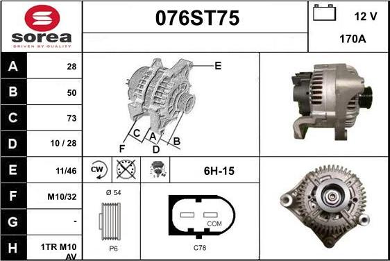 STARTCAR 076ST75 - Alternator autospares.lv