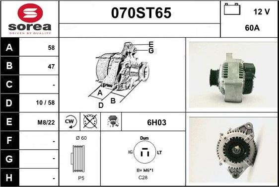 STARTCAR 070ST65 - Alternator autospares.lv