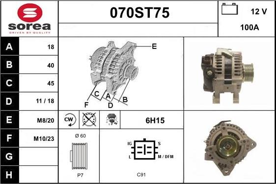 STARTCAR 070ST75 - Alternator autospares.lv