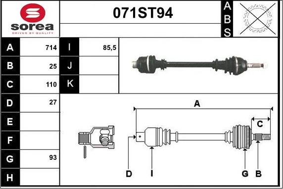 STARTCAR 071ST94 - Drive Shaft autospares.lv