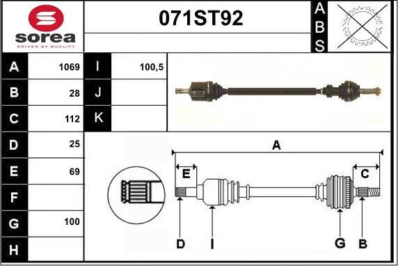 STARTCAR 071ST92 - Drive Shaft autospares.lv