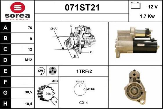 STARTCAR 071ST21 - Starter autospares.lv