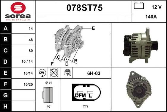 STARTCAR 078ST75 - Alternator autospares.lv