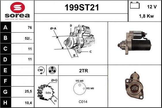 STARTCAR 199ST21 - Starter autospares.lv