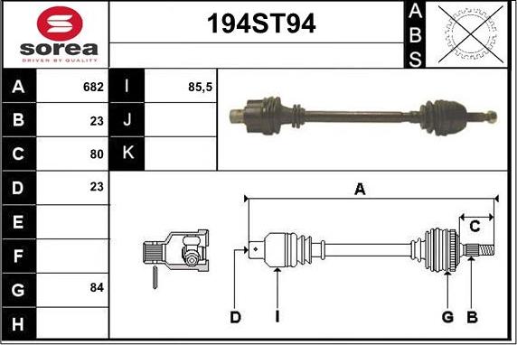 STARTCAR 194ST94 - Drive Shaft autospares.lv