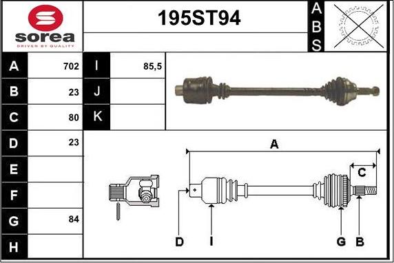 STARTCAR 195ST94 - Drive Shaft autospares.lv