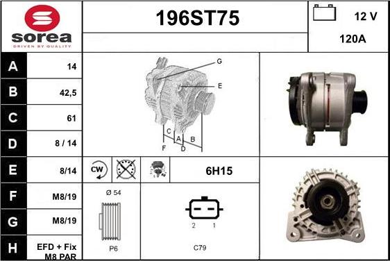 STARTCAR 196ST75 - Alternator autospares.lv