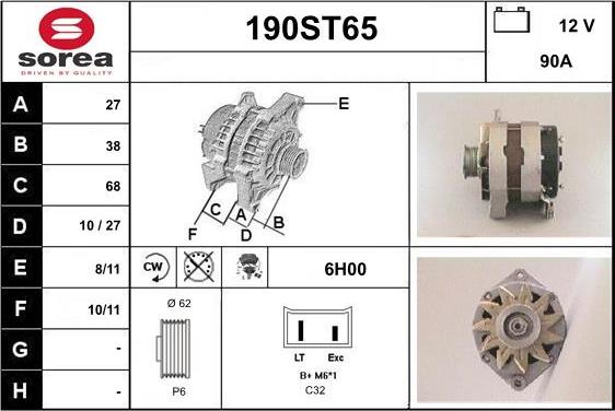 STARTCAR 190ST65 - Alternator autospares.lv