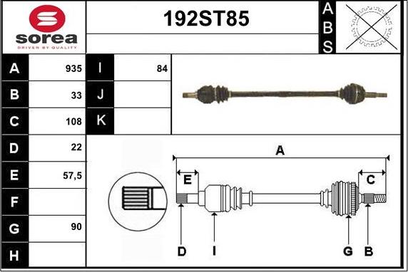 STARTCAR 192ST85 - Drive Shaft autospares.lv