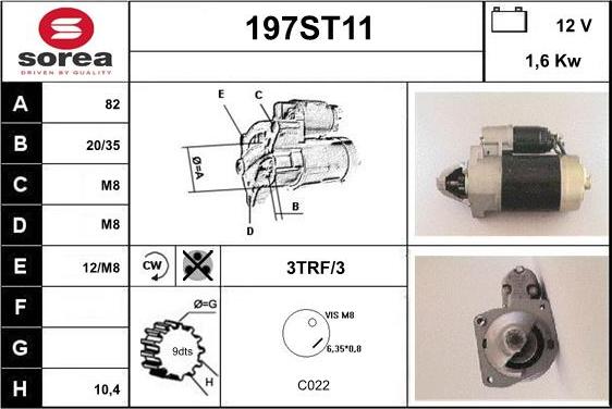 STARTCAR 197ST11 - Starter autospares.lv