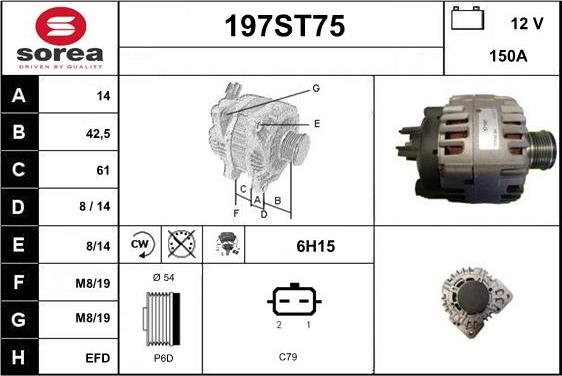 STARTCAR 197ST75 - Alternator autospares.lv