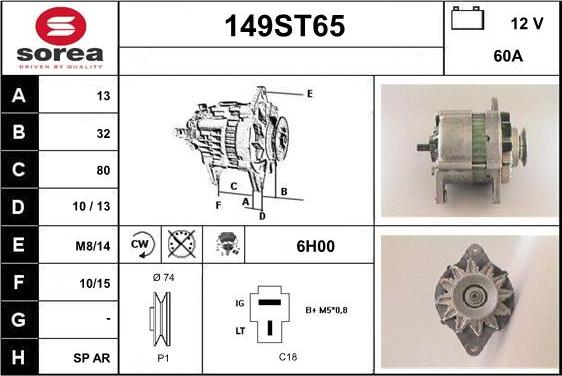 STARTCAR 149ST65 - Alternator autospares.lv