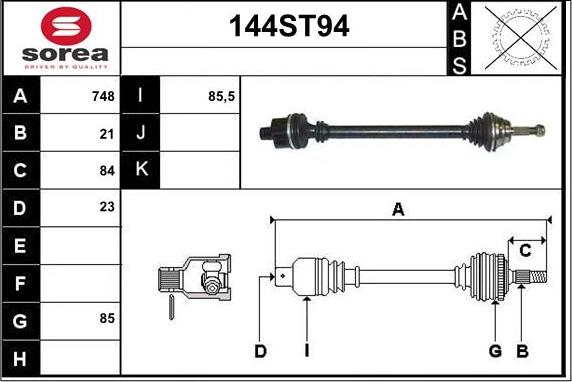 STARTCAR 144ST94 - Drive Shaft autospares.lv