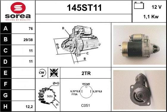 STARTCAR 145ST11 - Starter autospares.lv