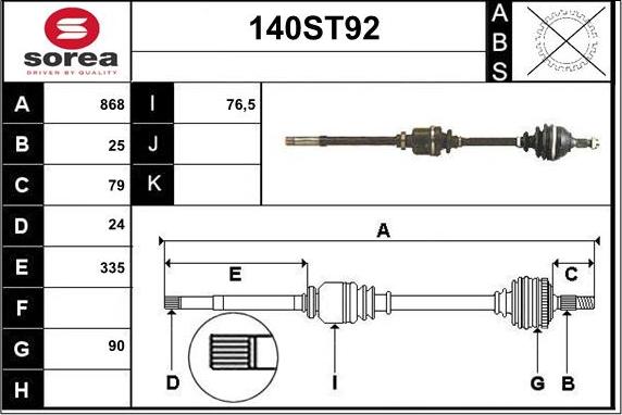 STARTCAR 140ST92 - Drive Shaft autospares.lv