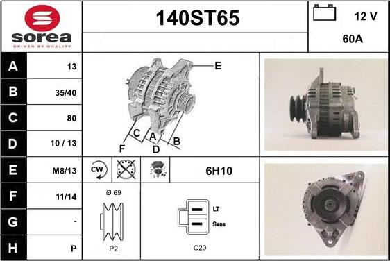 STARTCAR 140ST65 - Alternator autospares.lv