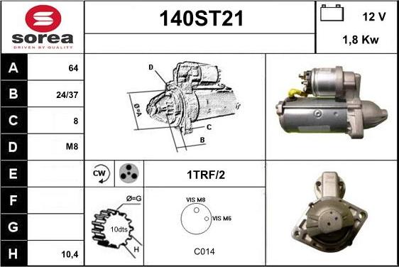 STARTCAR 140ST21 - Starter autospares.lv