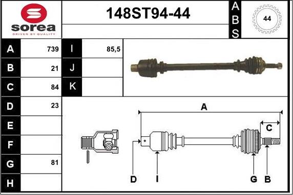 STARTCAR 148ST94-44 - Drive Shaft autospares.lv