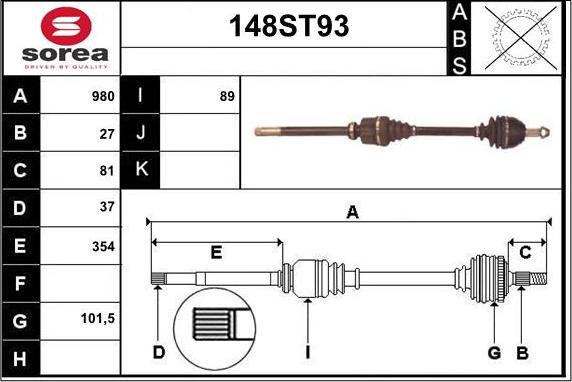 STARTCAR 148ST93 - Drive Shaft autospares.lv