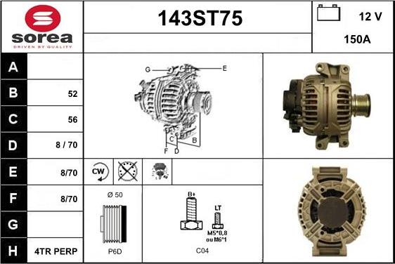 STARTCAR 143ST75 - Alternator autospares.lv