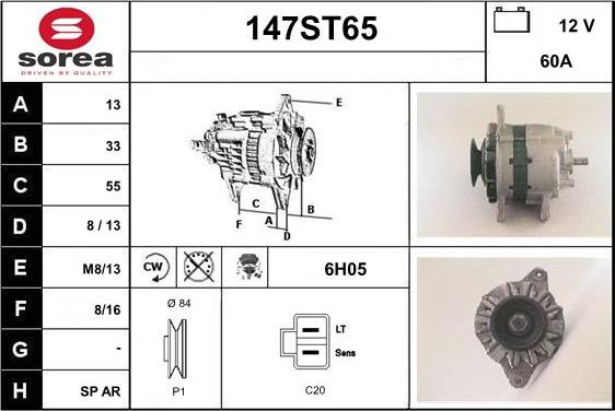 STARTCAR 147ST65 - Alternator autospares.lv