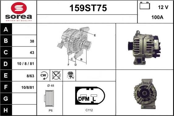 STARTCAR 159ST75 - Alternator autospares.lv