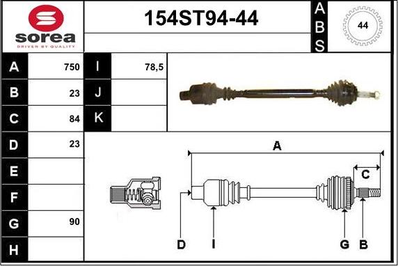 STARTCAR 154ST94-44 - Drive Shaft autospares.lv