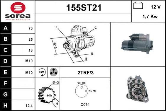 STARTCAR 155ST21 - Starter autospares.lv