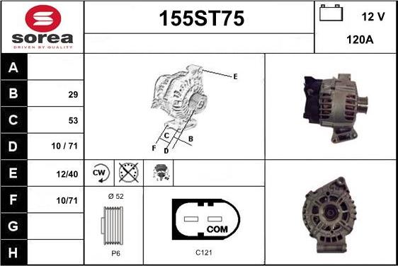 STARTCAR 155ST75 - Alternator autospares.lv