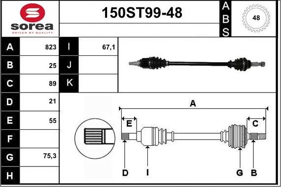 STARTCAR 150ST99-48 - Drive Shaft autospares.lv