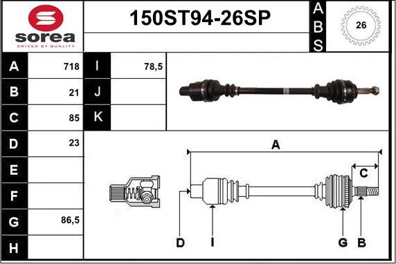 STARTCAR 150ST94-26SP - Drive Shaft autospares.lv