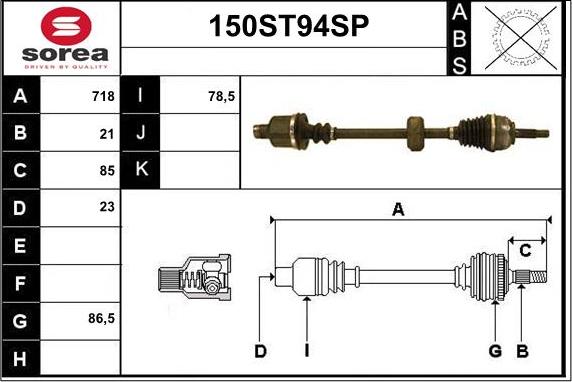 STARTCAR 150ST94SP - Drive Shaft autospares.lv