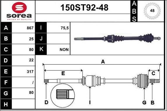 STARTCAR 150ST92-48 - Drive Shaft autospares.lv