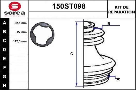 STARTCAR 150ST098 - Bellow, drive shaft autospares.lv