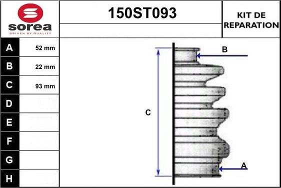 STARTCAR 150ST093 - Bellow, drive shaft autospares.lv