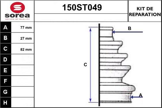 STARTCAR 150ST049 - Bellow, drive shaft autospares.lv