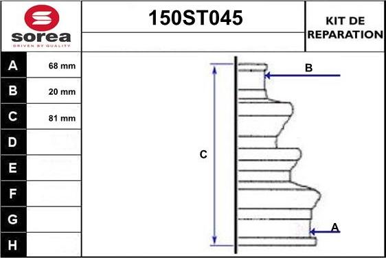 STARTCAR 150ST045 - Bellow, drive shaft autospares.lv