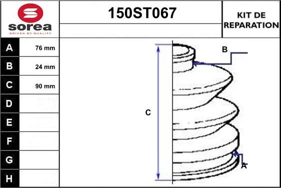 STARTCAR 150ST067 - Bellow, drive shaft autospares.lv