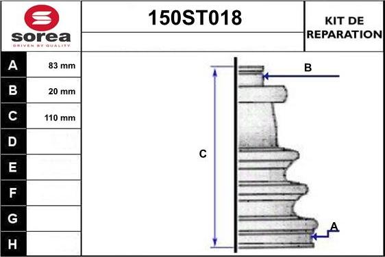 STARTCAR 150ST018 - Bellow, drive shaft autospares.lv