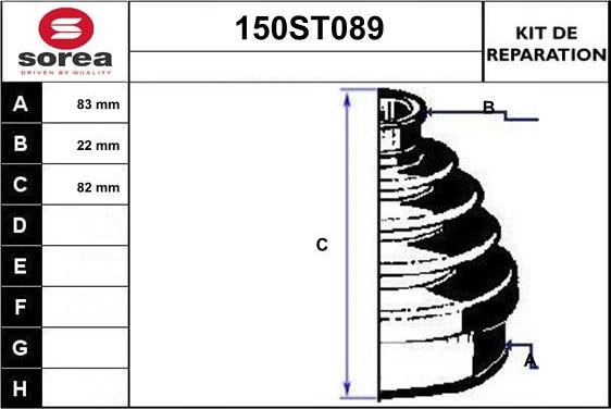 STARTCAR 150ST089 - Bellow, drive shaft autospares.lv