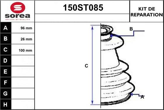 STARTCAR 150ST085 - Bellow, drive shaft autospares.lv