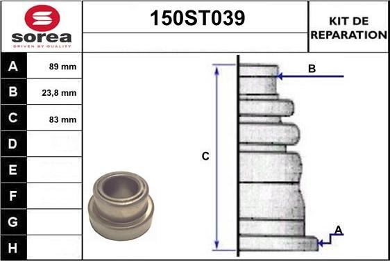 STARTCAR 150ST039 - Bellow, drive shaft autospares.lv