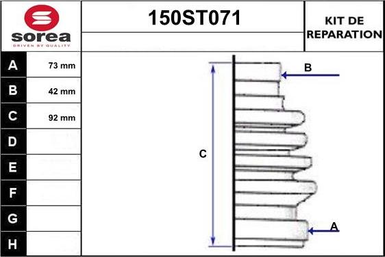 STARTCAR 150ST071 - Bellow, drive shaft autospares.lv